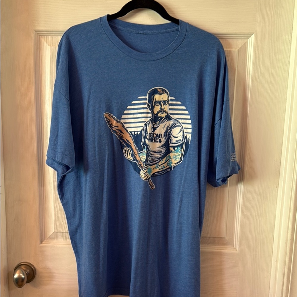 Blue Short Sleeve Tee with Graphic Design
